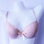 Pink lace plunge bra for woman
